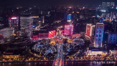 广州海珠广场夜景航拍延时航拍